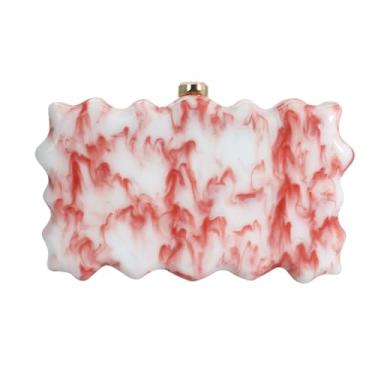 Imagem de WYZIG Bolsa feminina de acrílico para noite com glitter ondulado mármore bolsa de ombro corrente para festa de formatura e coquetel, Rosa claro