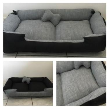 Imagem de Cama Pet Grande Cinza Tatame Ergonômica Tamanho G Perfeita Para Cães e Gatos De Porte Grande Conforto Superior