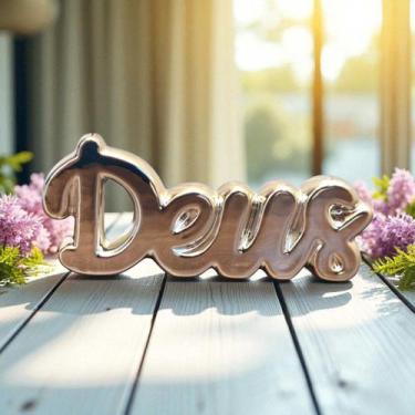 Imagem de Enfeite Palavra Deus Decoração Sala Quarto Mesa Cabeceira Estante Mesa