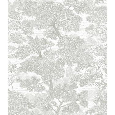 Imagem de Safiyya Papel de parede para contato com árvore de papel de parede 500,4 cm x 43,9 cm cinza papel de parede moderno floresta autoadesivo removível para quarto banheiro rolos de vinil
