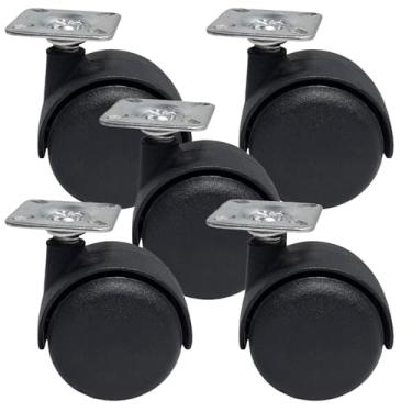 Imagem de Rodízio para Cadeira de Escritório Mesa C/Placa 38X38 Preto 40kg - 5 Uni Borrachas Londrina