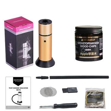 Imagem de Kit portátil de defumador de coquetel com pistola, cúpula e tampa de copo – Kit de infusor portátil para uso interno e externo, presentes elegantes para homens, pai, marido, amantes de fumo, pacote B