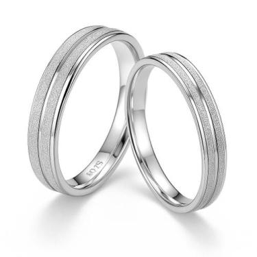 Imagem de Par Alianças De Prata Para Namorados 4mm Risco Alto Brilho Anatomica T