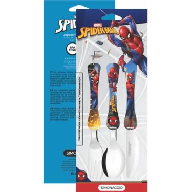 Imagem de Talher Infantil Homem Aranha Disney Inox Simonaggio, HOMEM ARANHA