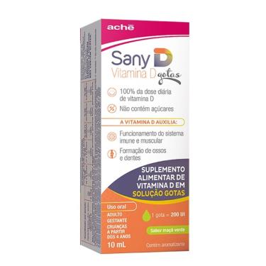 Imagem de Suplemento Alimentar Aché Sany D 200UI Maçã Verde 10ml Gotas