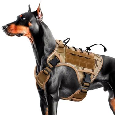 Imagem de Peitoral tático resistente para cães grandes, colete refletivo ajustável sem puxão com sistema Molle, controle de nível militar K9 para treinamento de serviço, atividades ao ar livre e mais de 10