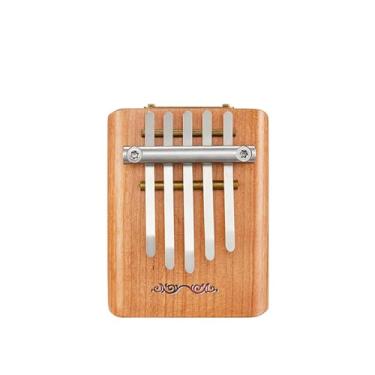 Imagem de Piano pequeno de polegar de 5/9 notas - design acústico aprimorado, instrumento de teclado de dedo Kalimba de madeira cerejeira para músicos iniciantes (5 notas G menor)