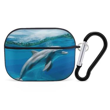 Imagem de Capa para AirPods Pro com chaveiro golfinho nadando no mar azul AirPods Pro 2ª geração capa protetora para mulheres/homens