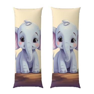 Imagem de Capa de travesseiro corporal com zíper ultramacia e refrescante, capa protetora respirável para cama de elefante fofo, capa de almofada decorativa para casa 50,8 cm x 137,2 cm
