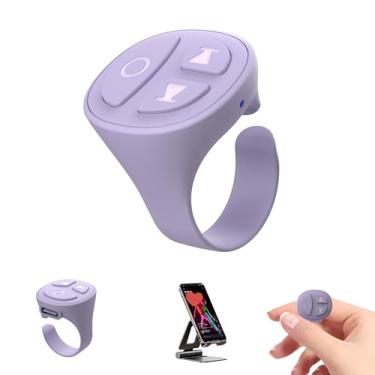Imagem de SOFAMIRI TikTok Anel de rolagem Bluetooth Câmera Controle Remoto para iPhone iPad Android Ebook Reading Anel de rolagem para iPhone TikTok (Anel Único Roxo)