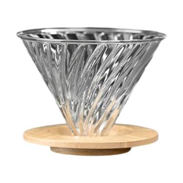 Imagem de KiBcsLic Coador de café, acessórios de vidro transparente reutilizáveis, copo com filtro de gotejamento, funil para cafeteira, para baristas de escritório e, Copo de Filtro com Base