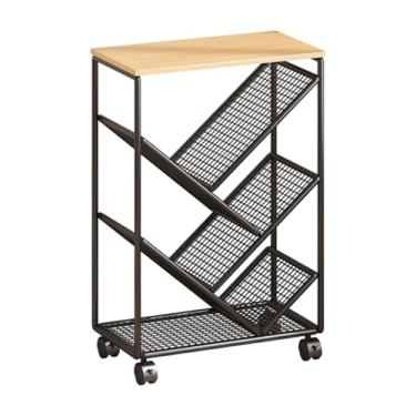 Imagem de DimyFew Estante com rodinhas, organizador de livros de receitas, carrinho de prateleira móvel multifuncional, suporte de armazenamento para banheiro e cozinha, Preto