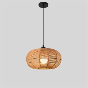 Imagem de OUFULA Estilo Industrial Retro Corda De Cânhamo Pendente Lâmpada Personalidade Criativa Internet Bar Café Restaurante Quarto Roupa Loja Balcão Bar Decoração Candelabro (J D30CM)