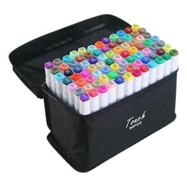 Imagem de Kit Canetinhas Touch Marcadoras Ponta Dupla 24 a 100 Cores | Canetas Coloridas para Desenho | Lettering e Colorir | Estojo Organizador Incluso (80)