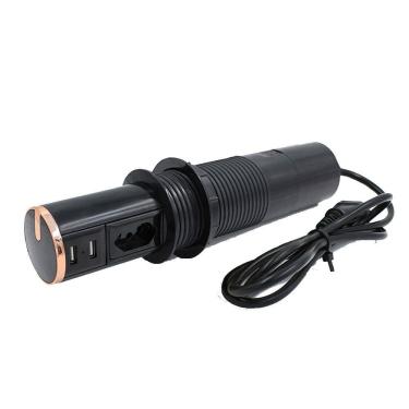 Imagem de Mini Torre Totem Automatico 1 Tomada 10a 2 Usb - Preto e Dourado