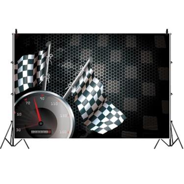 Imagem de Yeele 2,1 x 1,5 m, velocímetro, cenário de corrida para fotografia, jogo emocionante, bandeira quadriculada, motor automotivo, corrida, fundo para tema campeão esportivo, decoração de festa de