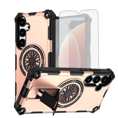 Imagem de Asuwish Capa de celular para Samsung Galaxy S24 Plus/S25 Plus S24+ S25+ 5G com protetor de tela de vidro temperado e suporte magnético para celular S24Plus 24S + S 24 24+ S25Plus 25S 25+ SM-S936U ouro