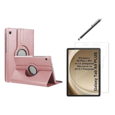 Imagem de Capa Case Giratoria para Tablet Samsung Galaxy Tab A9 Plus (X210, X215, X216) + Película de Cerâmica + Caneta Touch - Pop Shope (Rosé)