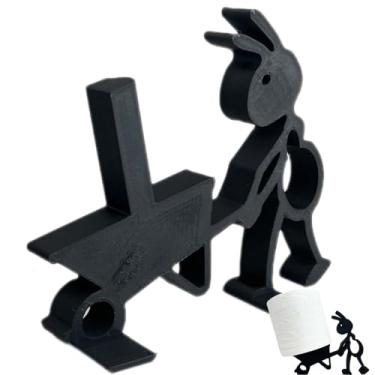 Imagem de Suporte de papel higiênico de animal engraçado - Dispensador de lenços decorativo para banheiro, cozinha, quarto e sala de estar - Suporte preto para armazenamento de bancada (carrinho preto)