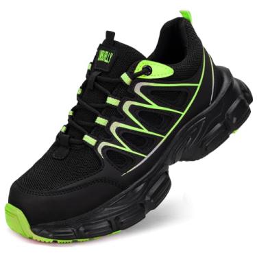 Imagem de Tênis de bico de aço para mulheres e homens, largo, antiderrapante, composto, tênis de trabalho, indestrutível, confortável, leve, respirável, construção, tênis à prova de perfurações, design