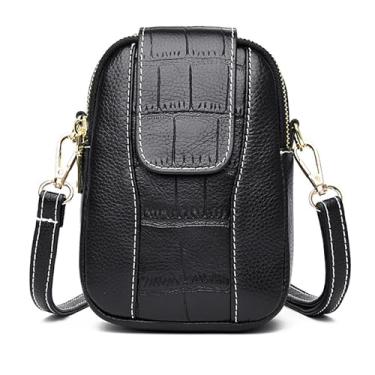 Imagem de WITERY Bolsa Crossboby pequena feminina com zíper de couro PU bolsa transversal bolsa de telefone bolsa de ombro leve e bolsas de mão, Preto