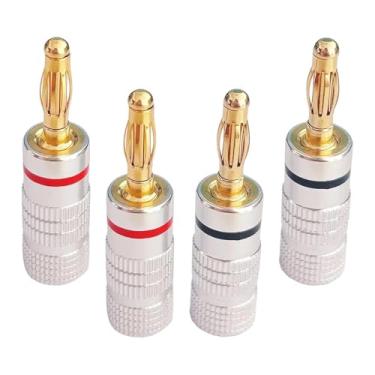 Imagem de Generic 4 peças de plugues banana de 4 mm, adaptadores, conector de áudio sem solda para receptor de áudio, home theaters, sistemas de som, placa de parede,