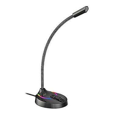 Imagem de Microfone De Mesa Gamer Profissional Pc Usb Led Rgb Jogos