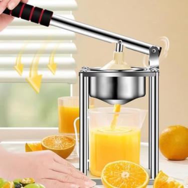 Imagem de HENGJINGTR Ferramenta de extração de suco fresco para cozinha doméstica, espremedor manual de cabeça dupla de aço inoxidável, máquina de prototipagem rápida de suco, fresco e delicioso