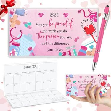 Imagem de Gueevin Calendário de bolso 2026 para bolsa com caneta, presente de enfermeira, planejador de bolso pequeno, planejador semanal, diário, caderno de anotações para presente de Natal e ano novo, para