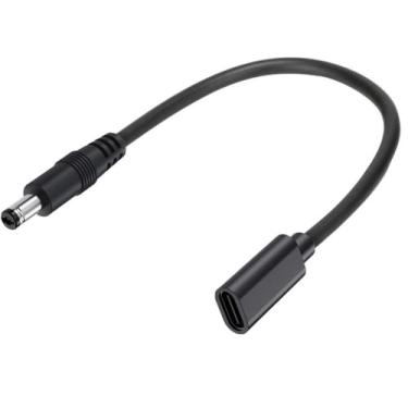 Imagem de Traovien Cabo de alimentação CC 5,5 mm x 2,1 mm para USB C, 5 V 3 A DC 5521 macho para USB tipo-C fêmea cabo de carregamento de extensão para telefones de mesa - 22 cm (2 peças) (5521M /TipoC F)