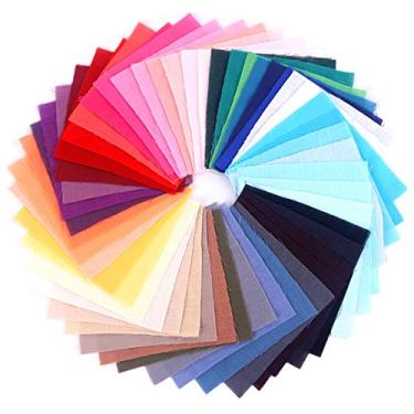 Imagem de Pacote de tecido quadrado sortido de 50 cores costuradas, retalhos, retalhos de tecido pré-cortados para bricolage caseiro acolchoado boneca vestido avental para fazer scrapbooking (10"x10" (25x25cm