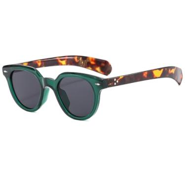 Imagem de VFDHN Óculos de sol retrô oval com rebites, armação, masculino e feminino, lentes degradê, tons uv400 (6)