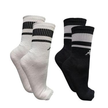 Imagem de Kit 2 pares meia esportiva cano longo com faixa kappa - tam 34-39, Bra