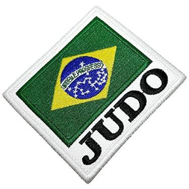 Imagem de AM0234T 01 BR44 Judô Bandeira Brasil Patch Bordado Termo Adesivo Para Kimono