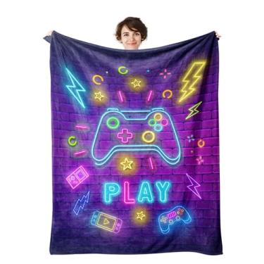 Imagem de Cobertor para crianças, 320 g/m², fofo, aconchegante, macio, quente, macio, leve, decorativo para meninos, meninas, mulheres, homens, bebês, cobertores para cama, sofá, cadeira (jogos neon, 152 x 127