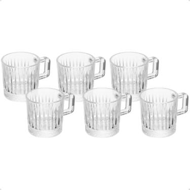 Imagem de Conjunto 6 Xícaras de Café Expresso 90ml Transparente Canelado com Alça