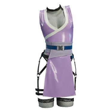 Imagem de Mobbunny Body feminino anime derivado Ninja cosplay fantasia de couro PU malha profunda V com máscara e meias de coxa (M)