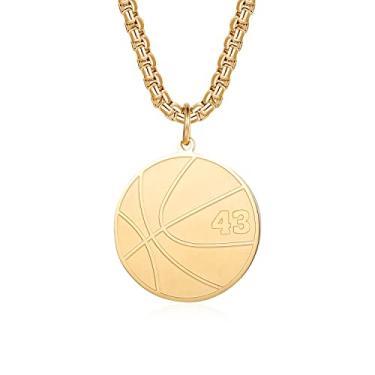 Imagem de Colar com número de basquete para meninos com pingente de basquete de aço inoxidável dourado, joia esportiva, presentes para homens, Aço inoxidável, não sabe