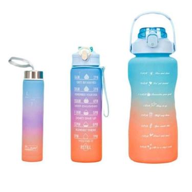 Imagem de Garrafas Tik Tok Academia Motivacional Kit Com 3 Garrafas