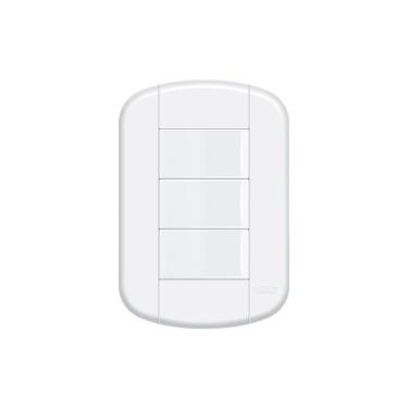 Imagem de Interruptor Simples Triplo Fame Blanc+ Com Placa 4x2 Branco