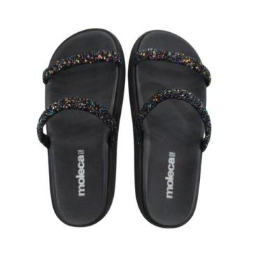 Imagem de Sandália Moleca Papete Glitter Feminina 5469.118 Flatform, 38, PRETO/P