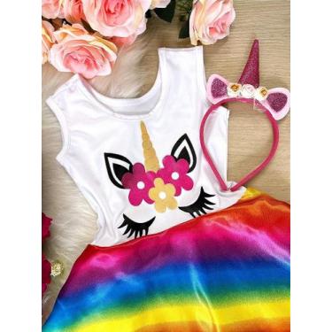 Imagem de Fantasia Unicórnio com Tiara - Cores Variadas - Tecido 100% Poliéster 