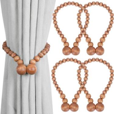 Imagem de Cortain Tiebacks KLOGTSIND Magnetic Wood Bead, pacote com 4
