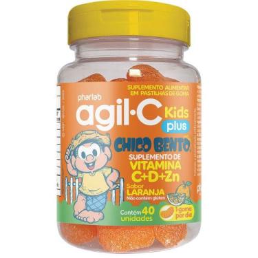Imagem de Agil-C Kids Plus Chico Bento Sabor Laranja 40 Gomas - Pharlab
