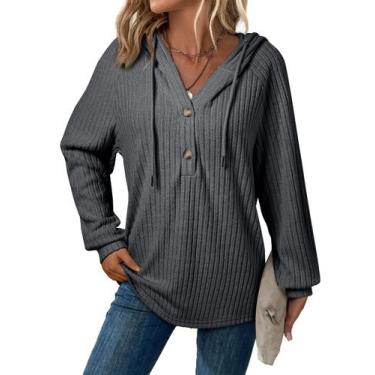 Imagem de Suéter com capuz SHEWIN, roupas de outono para mulheres, cinza escuro