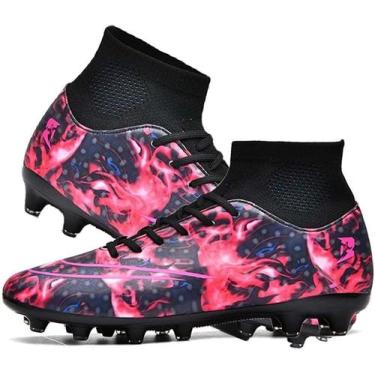 Imagem de Tênis de futebol masculinos de futebol com pontas longas, couro e borr