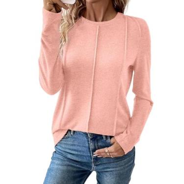 Imagem de Blusas femininas EVALESS, verão, outono, elegantes, casuais, rosa