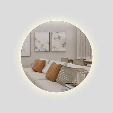 Imagem de Espelho Decorativo Redondo com Led 50cm Parte Traseira de Parede para 