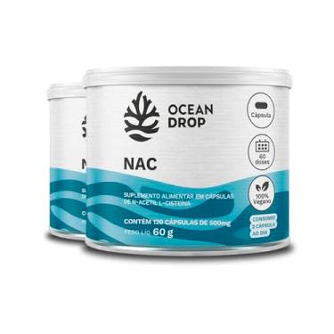 Imagem de Kit 2 NAC N-Acetil L-Cisteí­na Ocean Drop Vegano 120 Cápsulas