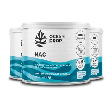 Imagem de Kit 3 NAC N-Acetil L-Cisteí­na Ocean Drop Vegano 120 Cápsulas